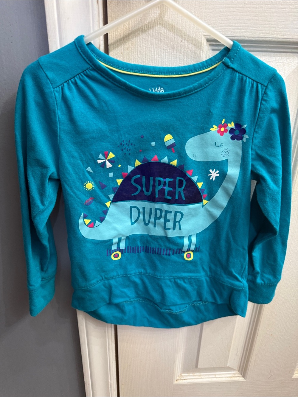 Kids' Teal long sleeve Dino shirt size 4T